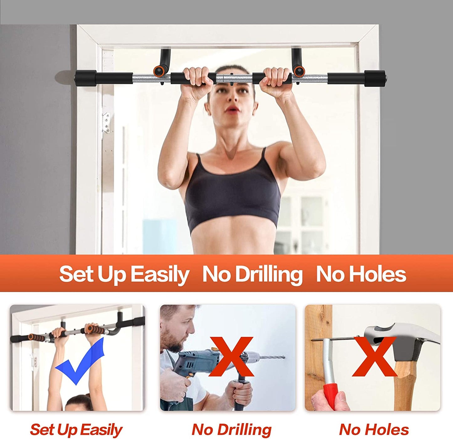 CEAYUN Pull up Bar for Doorway, Portable Pullup Chin up Bar Home, No Screws Multifunctional Dip Bar Fitness, Door Exercise Equipment Body Gym System Trainer
