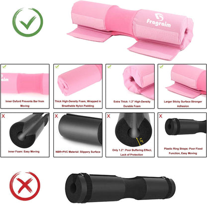 Barbell Squat Pad, Safety Bar Pad with Thick Foam and Nylon Padding - Neck & Shoulder Protective Pad Support for Squats, Lunges & Hip Thrusts - Fits Olympic Standard Weightlifting Bar